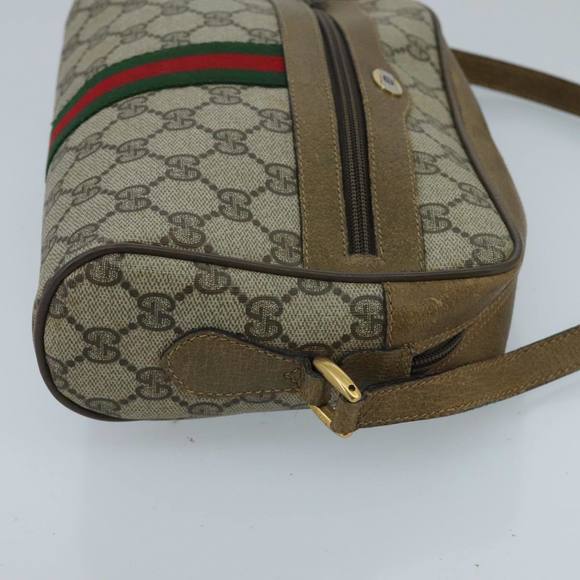 GUCCI GG Supreme Web Sherry Line Shoulder Bag PVC Beige Green Red Auth 98780 - Picture 3 of 16